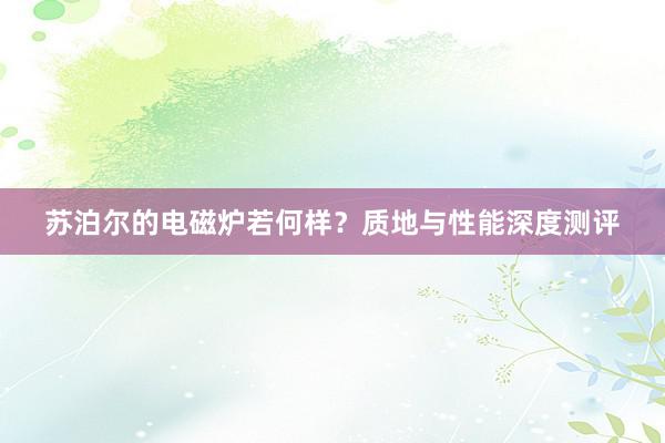 苏泊尔的电磁炉若何样？质地与性能深度测评